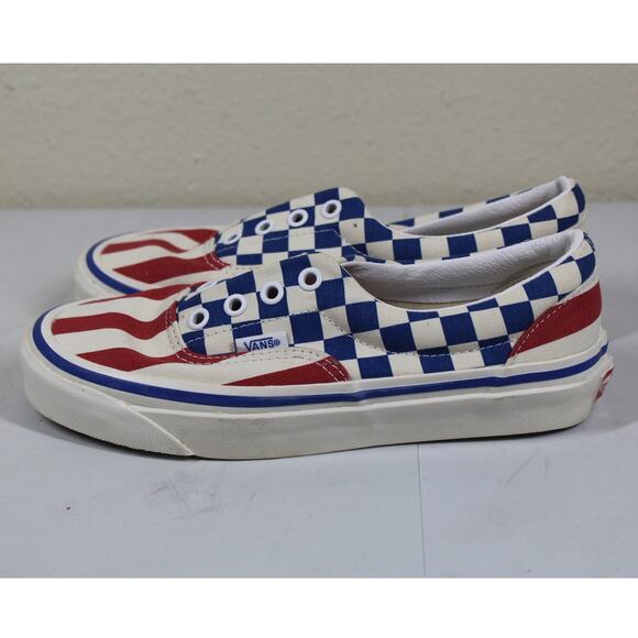 Vans Era 95 Anaheim Factory Red Stripes Blue Checkers, Men’s 4.5, Women’s 6 - Picture 1 of 6